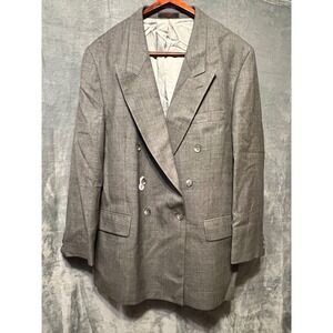 Jean Paul Germain Paris Gray Wool Blazer Jacket Mens 44L Double Breasted
